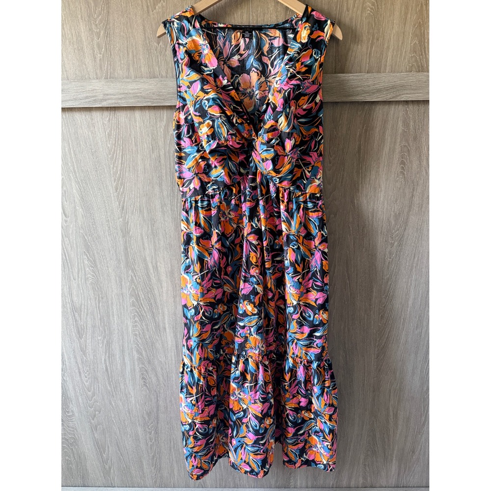 French Connection Midi Dress Women XXL Multicolor Floral Twist Front Tiered Boho